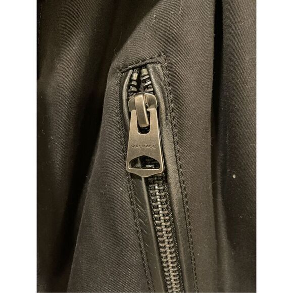 Mackage Montreal Women's Black Asymmetrical Zip Trench Coat Size Large - Picture 7 of 9